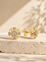 Boucles d'oreilles clous FJ Fallon en laiton plaqué or 14K, motif floral filigrané vintage, zircon cubique, couleur longue durée, vente en gros personnalisée, directement de l'usine