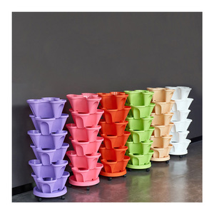 Macetas apilables de plástico duradero de varios niveles de 3o 4 pétalos, macetas de verduras y hierbas de fresa, jardín Vertical <span class=keywords><strong>para</strong></span> interiores y exteriores - Product Image 1