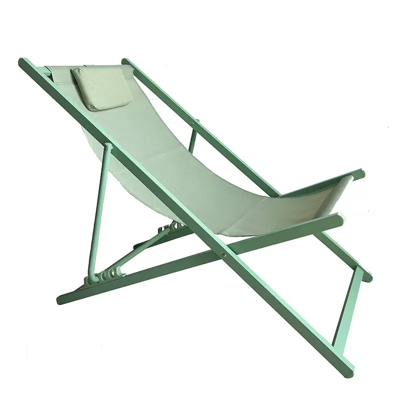 Venta al por mayor al aire libre ajustable plegable cubierta de madera metal mar Silla de playa cubiertas de piscina de verano Silla de Sol de aluminio