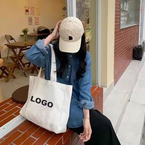 Wholesale Original Design Long Handle Medium Canvas Grocery Shopping <b>Bags</b> Custom Tote <b>Bag</b> Add Your Text Logo Picture for Foods - Product Image 4