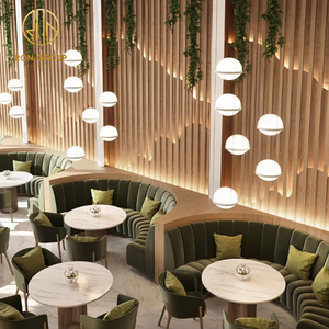 ชุดเฟอร์นิเจอร์ร้านอาหารเชิงพาณิชย์ของกลุ่มรอน โต๊ะหินอ่อนทรงกลม เก้าอี้หุ้มกำมะหยี่ ที่นั่งโค้งแบบกำหนดเองได้ - Product Image 2
