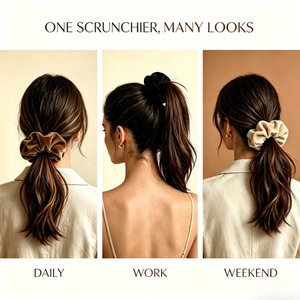 Luxury Velvet Scrunchies Set <b>Leopard</b> <b>Print</b> Solid Color Velvet Elastic Hair Scrunchy Hair <b>Ties</b> For Women Daily Hairstyle - Product Image 6