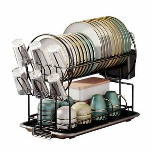 Hot New Double Tier Large Capacity Over Sink <b>Dish</b> Drying Rack Utensil Holder Detachable Kitchen Drain Board Made Stainless Steel - Product Image 1