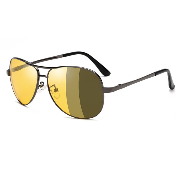 2024 New Fashion Toad Mirror Sun glasses Men Gold Frame Color-Changing Lenses UV400 Polarized Metal Sunglasses