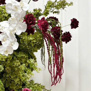 Columna de Flores Artificiales Realistas de Seda en Borgoña y Verde para Decoración de Bodas, Fondo para Fotomatón, Pilar Floral para Decoración de Banquetes - Product Image 4