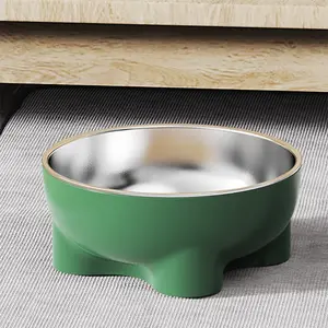 不锈钢硅胶宠物碗喂食器圆形猫狗碗，升华小动物用名称提升