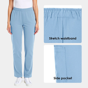 Nurse Pants Straight <b>Elastic</b> Waistband Drawstring Breathable Women's Work Uniform Plus Size Laboratory Dental Pants - Product Image 2