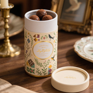 Tube Cylindrique en Papier Kraft de Qualité <span class=keywords><strong>Alimentaire</strong></span> pour Noix et Poudre de Cacao, Logo Personnalisé, Doublure PE, Vente en Gros, OEM, Biodégradable, Direct Usine - Product Image 2