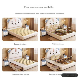 Hiện đại sang trọng Đồ nội thất phòng ngủ mềm Up-Bao da giường Vua Kích thước trẻ em giường đôi khung động vật hình với ngăn kéo thiết kế Tuổi Teen - Product Image 4