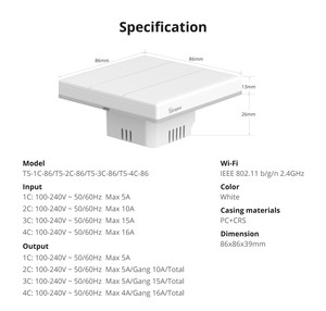 SONOFF Interruptor táctil de pared inteligente con Wifi, interruptor de luz LED inteligente con acceso táctil completo TX <span class=keywords><strong>Ultimate</strong></span>, Control de voz, <span class=keywords><strong>Alexa</strong></span>, 1 de 2 - Product Image 2