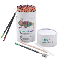 Ensemble de crayons de couleur KALOUR 123 dans un cylindre en papier avec 120 crayons de couleur de qualité supérieure, taille-crayon, stylo illuminateur et mélangeur incolore