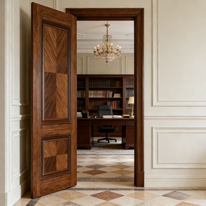 Puerta silenciosa moderna de madera maciza compuesta con apertura lateral, diseño minimalista moderno con acabado de veta de madera para dormitorio - Product Image 4