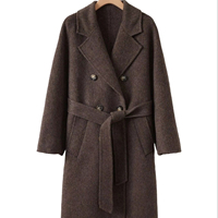 Manteau d'affaires décontracté pour femme, à revers crantés, double boutonnage, ceinture à la taille, longueur midi, mélange laine et cachemire, chaud pour l'automne et l'hiver