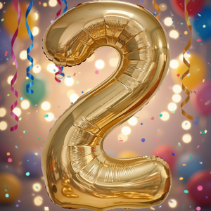 Party Love Number 2 Gold Foil <b>Balloon</b> 1M Metallic Birthday Party <b>Decoration</b> - Product Image 3