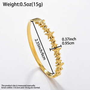 Bulk 18k gold plated delicate carved sequential star luminous anti rust smooth polished wearable fashion <b>bangle</b> <b>bracelet</b> - Product Image 6