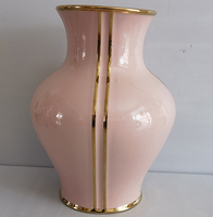 Vase en porcelaine rose écologique de haute qualité, fait sur mesure, avec une ligne dorée, vase décoratif en céramique pour la maison