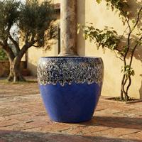 Nouveau pot de fleurs rond bleu de style oriental, écologique, pour plantes en pot