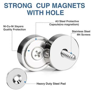 High Pulling Force Neodymium <strong>Pot</strong> <strong>Magnet</strong> Cup Punched Welded Industrial Grade <strong>Magnets</strong> With <strong>Countersunk</strong> M4 M6 M8 M10 Threaded Hole - Product Image 5
