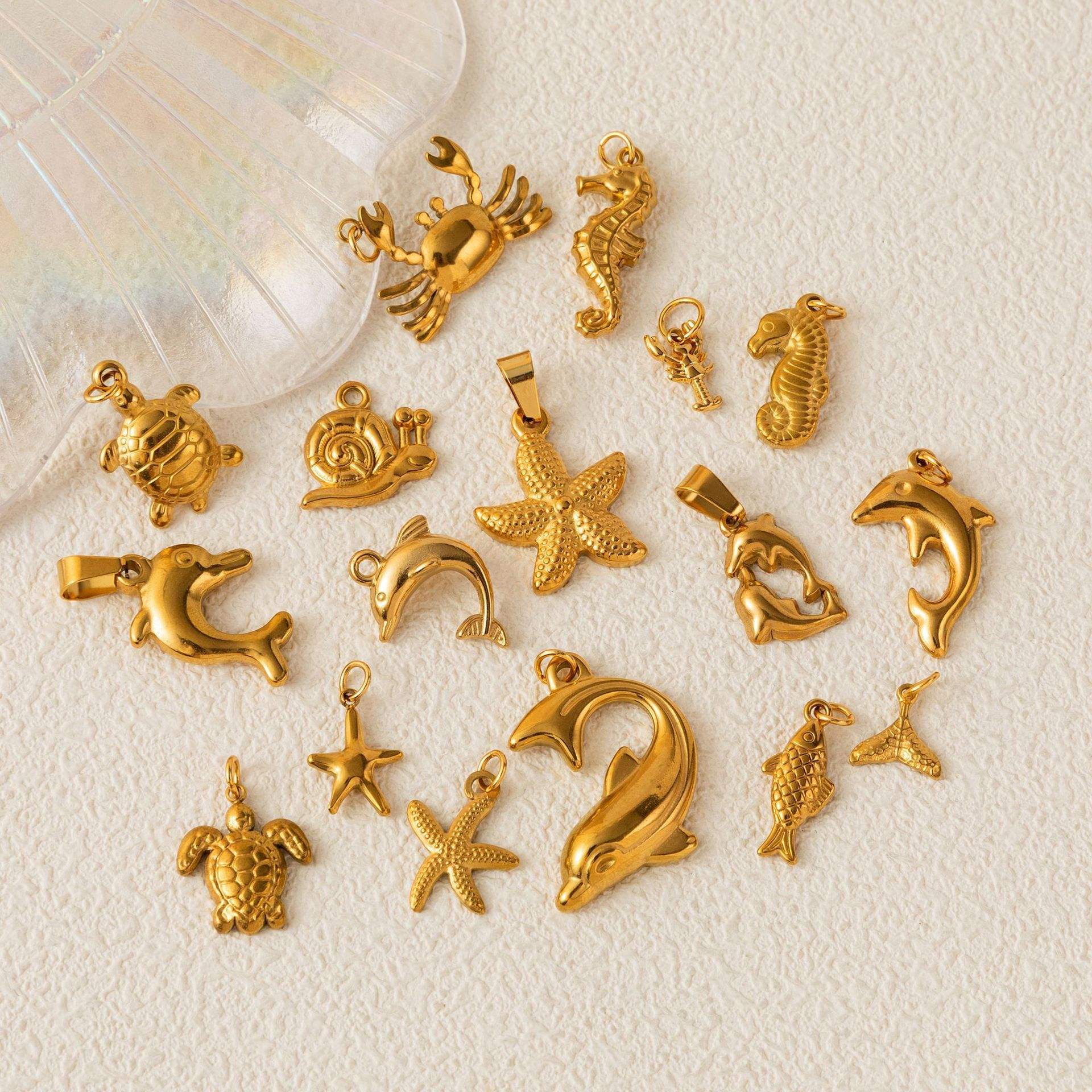 Ocean Life Charm 18K PVD Gold Plated Stainless Steel Sea Animal