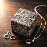 Boîte à bijoux carrée en bois imprimée, doublure en velours, logo personnalisé, couvercle à charnière pour bague, boucles d'oreilles, demande en mariage, emballage cadeau de luxe