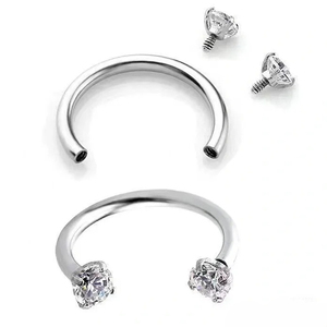 Anillo de Herradura en Forma de U de Acero Inoxidable 316L con Rosca Interna |   Joyería para Piercings de Labios, Nariz y Cartílago con Zirconia - Product Image 3