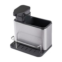 Organisateur d'évier de cuisine en acier inoxydable BX, égouttoir multi-compartiments pour éponges, brosses et produits de nettoyage