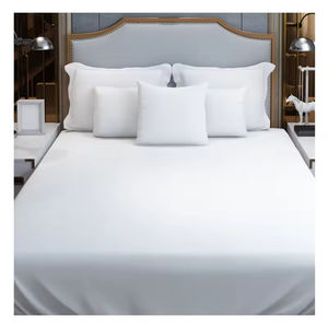 Juego de cama de hotel blanco personalizable, edredón de algodón egipcio, Sábana de percal, funda de cama lisa - Product Image 6