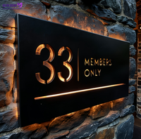 Plaque de numéro de maison personnalisée en acier inoxydable 3D rétroéclairée par LED, halo inversé, étanche, pour l'extérieur des maisons et des hôtels