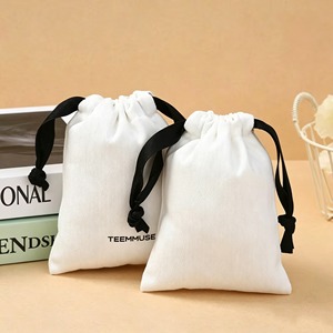 Customized <b>Canvas</b> <b>Drawstring</b> Bundle <b>Bag</b> Eco-Friendly Durable Foldable Design for Jewelry Storage Gift Packaging Logo Printing - Product Image 4