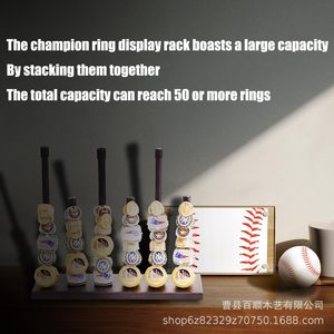 Wooden Champion Ring Display Stand 6 Tier Stackable Sports Ring <b>Shelf</b> <b>Desktop</b> Storage Rack for Tournament Jewelry - Product Image 5