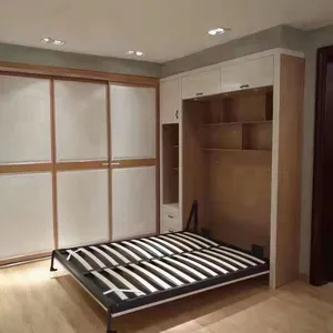 Grande Offerta Set Letto a Scomparsa Multifunzione in Metallo con Tavolo da Pranzo Pieghevole e Struttura a Muro Stile Pannello in Legno per Camera da Letto - Product Image 1