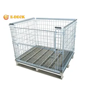 E-DECK Metal Steel Customized Folding Stackable Industries Pallet Cage
