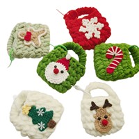 Étui pour écouteurs, mini porte-monnaie, porte-clés et breloque Père Noël, tricotés à la main, à thème de Noël et motif dessin animé