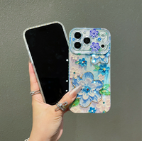 Coque de téléphone antichoc et étanche en TPU IMD avec perforations décoratives, motif peinture à l'huile, protection anti-lumière bleue et colle anti-goutte