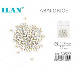 ILAN Abalorios 4x7mm Bianco con perline a stella dorata per la creazione di gioielli - Product Image 1