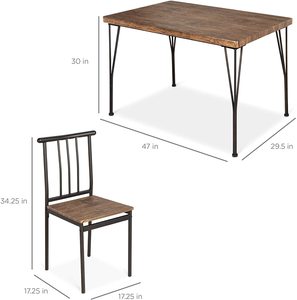 Bộ Đồ Nội Thất Bàn Ăn Hình Chữ Nhật 5 Món Kiểu Đồng Quê Gồm <span class=keywords><strong>4</strong></span> Ghế Gỗ Và Kim Loại Thích Hợp Cho Phòng Ăn Nhà Bếp - Product Image 6