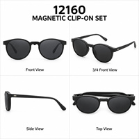 Lunettes de soleil magnétiques 5-en-1 pour hommes et femmes, polarisées, vision nocturne, verres colorés, montures rondes et carrées, avec étui