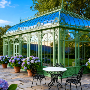 <span class=keywords><strong>Serre</strong></span> en <span class=keywords><strong>verre</strong></span> avec structure en fer de style victorien, bâtiment de jardin extérieur complet pour événements et horticulture - Product Image 4