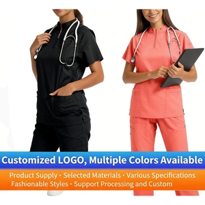 Tenue médicale unisexe à col zippé, séchage rapide, extensible, avec logo personnalisé, ensemble 2 pièces pour infirmières et personnel hospitalier Sehe Fashion - Product Image 1