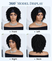 Wig Keriting Kecil Gaya Afrika Terbaru, Model Tube Hollow, Rambut Ikal Buatan, Pita, Serat Sintetis, Penutup Kepala, Tahan Panas