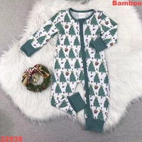 Pijama de bambú con cremallera para bebé, mono de manga larga con estampado navideño para recién nacido, pelele personalizado para dormir