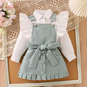 Ensemble cadeau pour nouveau-né, manches bouffantes à volants, bretelles, Ropa De <span class=keywords><strong>Bebe</strong></span>, vêtements d'hiver pour bébé, robe pour filles, body pour bébé - Product Image 6