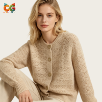 CG 2026 Neue Damen-Strickjacke aus Merinowolle mit Einfarbigem Kragen, Weich, Warm, Atmungsaktiv, Lässig für den Alltag, Herbst-Knopfleisten-Cardigan