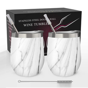 Logotipo personalizado 12 oz 12 oz térmica Stemless Acero inoxidable gafas térmicas de doble pared al vacío tazas de viaje vaso de vino - Product Image 2
