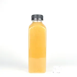 BPA LIVRE 16oz Vazio Transparente Quadrado Francês Leite Suco De Garrafa De Plástico PET 500ml para a embalagem da Bebida com tampa à prova de adulteração