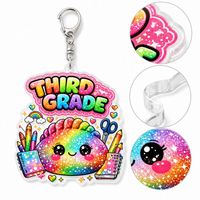 Porte-clés personnalisé en acrylique, cadeau de classe de deuxième année, breloque de sac d'école arc-en-ciel personnalisée, accessoire pour étudiant et professeur, vente en gros