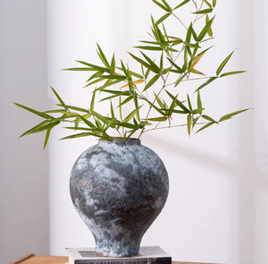 Chinese Style Antiqued Ceramic <b>Vase</b> <b>Set</b> Rustic Moonscape with Vintage Flower Pattern Glazed and Matt for Home Decor - Product Image 5