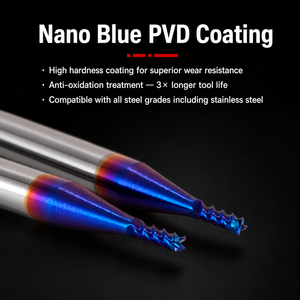 Fraise carrée à 4 dents HRC65, revêtement nano bleu, pour fraisage de points décimaux en acier - Product Image 5