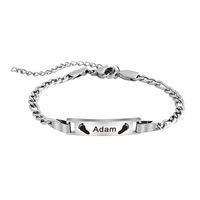 Bracelets personnalisés avec lettres et date gravées au laser, en acier inoxydable 316, tendance, hypoallergéniques, imperméables, plaqués or 18 carats pour enfants