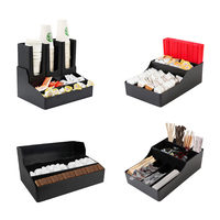Porte-tasses à café en acrylique avec porte-papier Organisateur de sucre en paille en plastique pour le stockage et l'organisation
